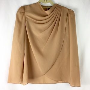 Vintage Hal Ferman Tan Draped Blouse Top Size 12